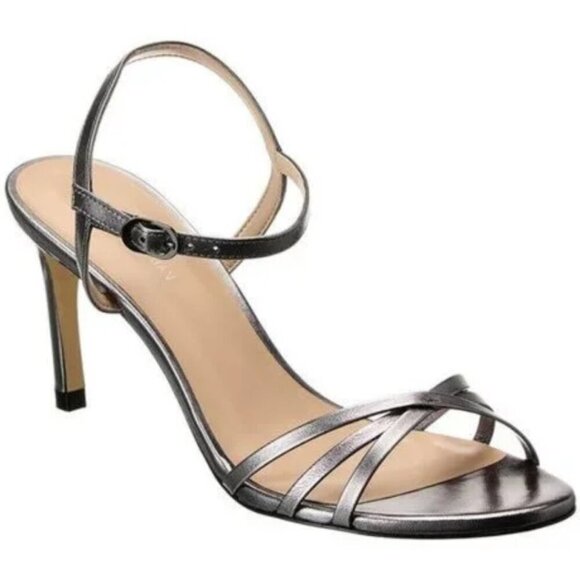 Stuart Weitzman Starla Strappy Sandal Heels Women's 9 Gunmetal Dark Silver NWOB - Picture 1 of 14
